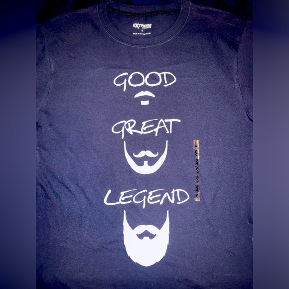 Good / Great / Legend | Short Sleeve T-Shirt | Navy & Grey - Picture 1 of 2